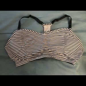 Black and white strip nursing bra